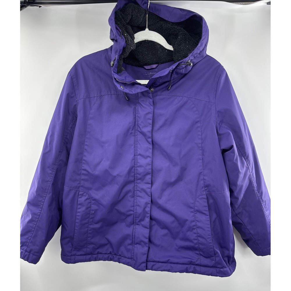 L.L. Bean Winter Warmer Coat Womens XL Purple Ski Snow‎ Down Hooded